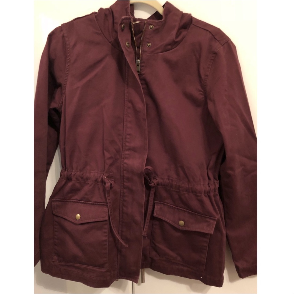 LOFT Cranberry/Maroon Fall Jacket with Hood